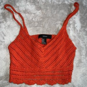 Forever 21 Orange Knit Crop Top Shirt
